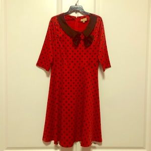 XL Lindy Bop red/black polka dot dress